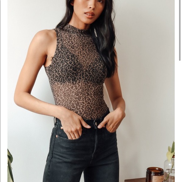 Lulus Tops - Cheetah print sheer bodysuit